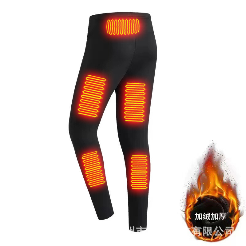 Picture of Hot smart zone 22 heating thermal underwear men's autumn clothes long pants USB charging solid color thickened cold-proof suit women