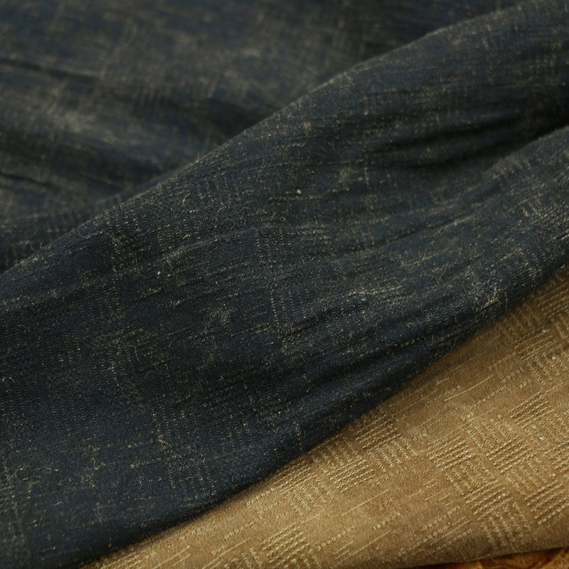 Natural Tussah Silk Cotton Chock Washable Xiangyun Yarn Fabric Retro Nostalgic Mottled Intangible Heritage Hanfu Designer Fabric