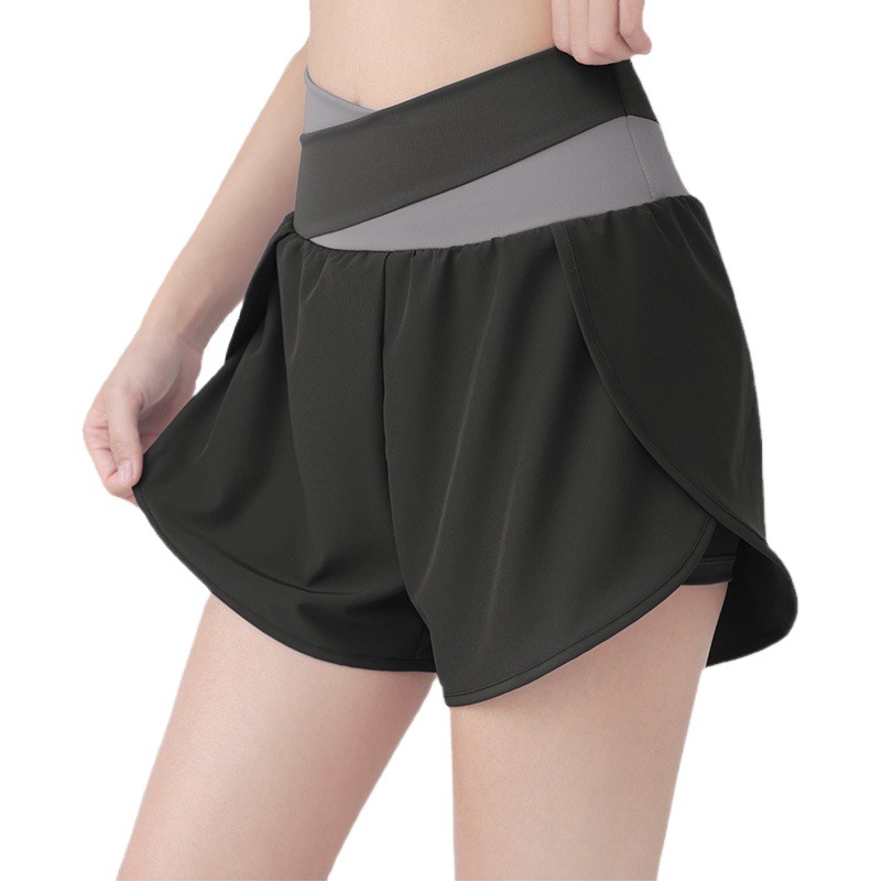 Juyitang Summer Contrast Yoga Shorts Women's Naked Pants High Waist Thin Fitness Sports Shorts