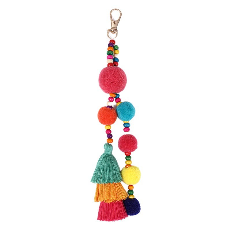 Creative diy jewelry accessories color fur ball tassel bag pendant key chain pendant clothing accessories wholesale