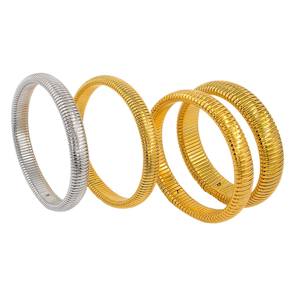 Cross-border elastic bracelet stainless steel 18K gold-plated Bracelet Men's and women's street element jewelry 10-12-16-20MM