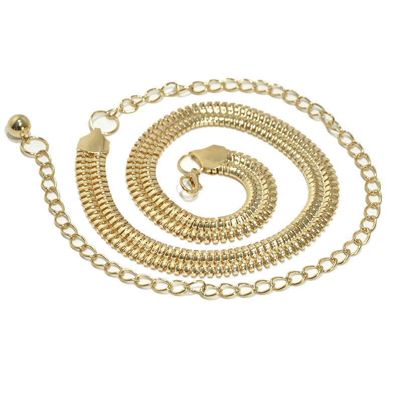 Fashion Joker Jewelry Metal Chain Women's Exquisite Hollow Snake Bone Decoration Golden Dress Dress Waist Chain Spot