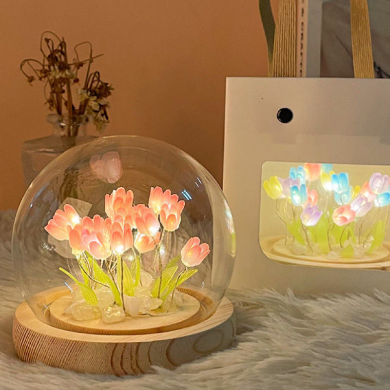 Mother's Day Tulip Flower Sea Nightlight Ornaments DIY Birthday Gift for Girl Girlfriend Mother Atmosphere Light 520