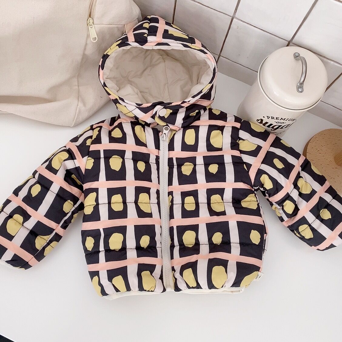 Picture of Children's winter outerwear cotton-padded clothes Korean style children's clothing baby hooded cotton-padded clothes baby winter clothes fleece-lined thickened cotton-padded clothes