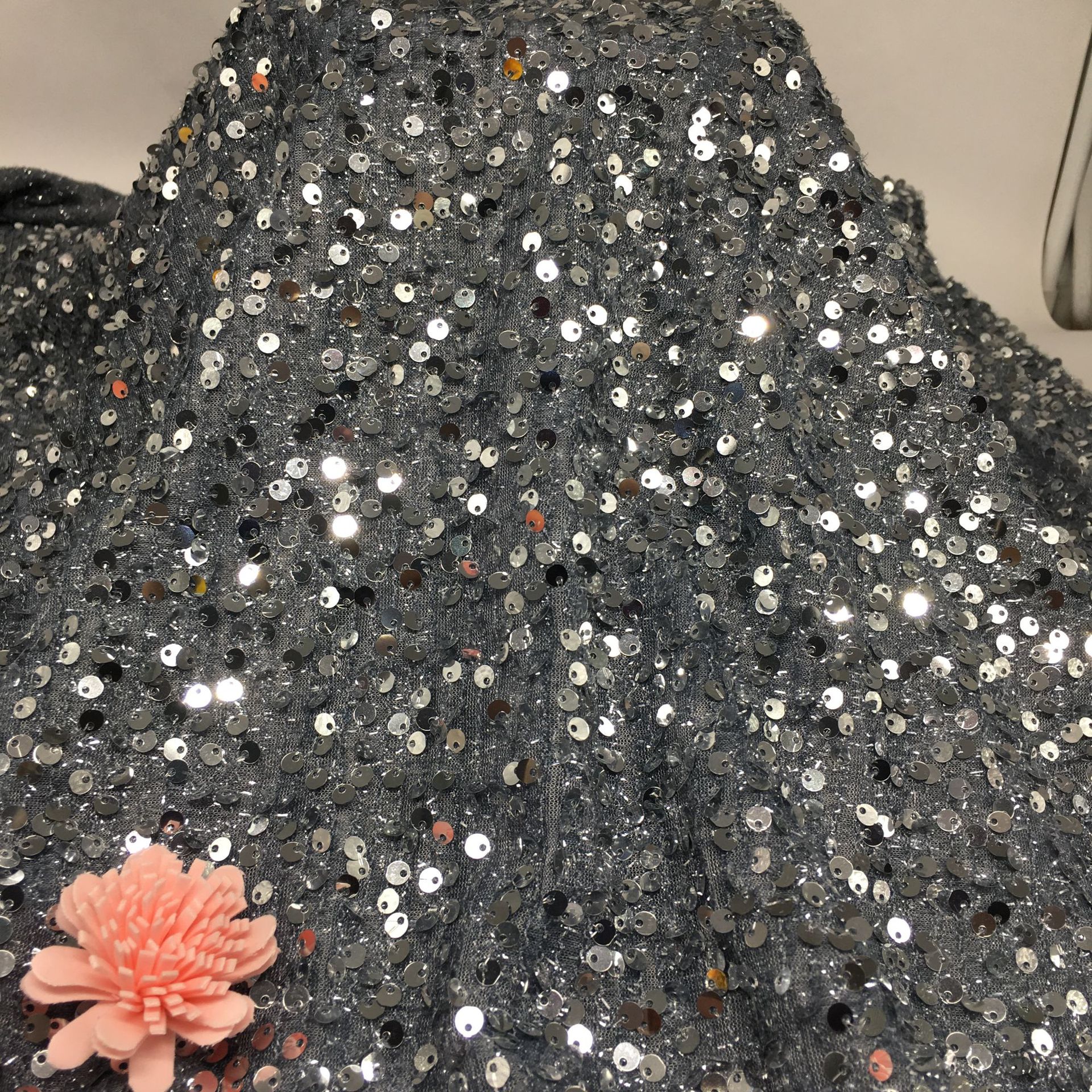 Picture of 5mm centipede yarn sequin embroidered mesh wedding fashion stage clothing cushion tablecloth sequin fabric embroidered sequin cloth