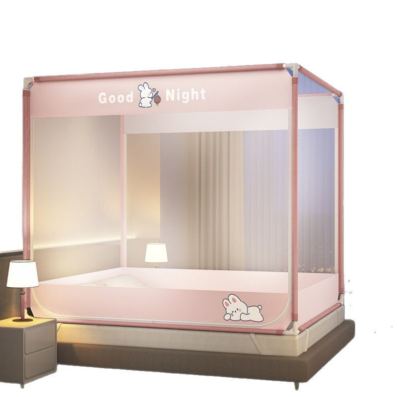 Picture of Class A Mosquito Net Household Bedroom Three-door New Bracket Tattoo Children's Anti-fall Anti-drop Bed Fully Surrounded Bottomless 1.8