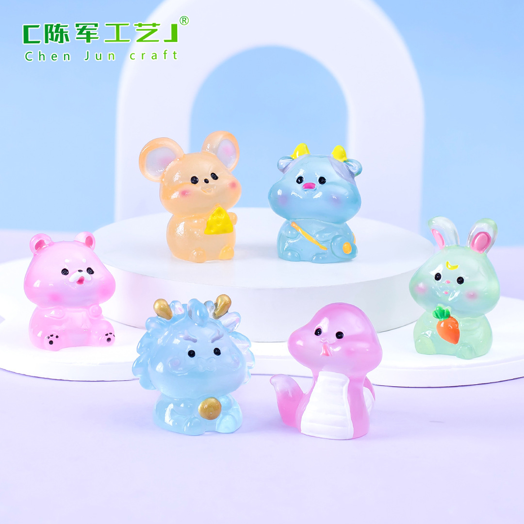Picture of Micro landscape creative cute luminous twelve zodiac animal doll decoration accessories car desktop small ornaments