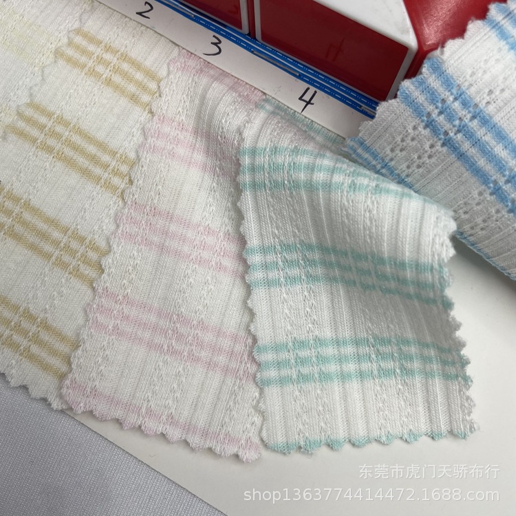 Picture of In stock supply knitted yarn-dyed rib jacquard 220g TR yarn-dyed long-time fancy rib pit casual fabric