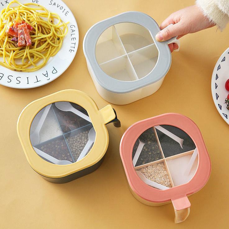 Picture of Kitchen Seasoning Bottle Seasoning Box Household Seasoning Storage Box Integrated Multi-grid Creative Cute Storage Rack Seasoning Jar Bottle