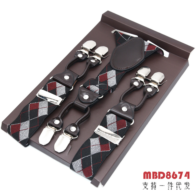 Picture of Cross-Border Supply Men's Suspenders Six-Clip Suspenders Elastic Adjustable Fat People Suspenders Men and Women Suspenders