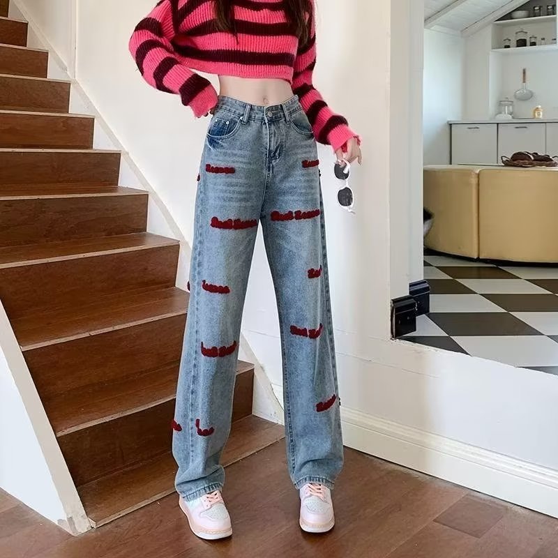 High Waist Loose Wide Leg Straight Jeans Women's Summer New Thin Design Sense Slimming Long Pants