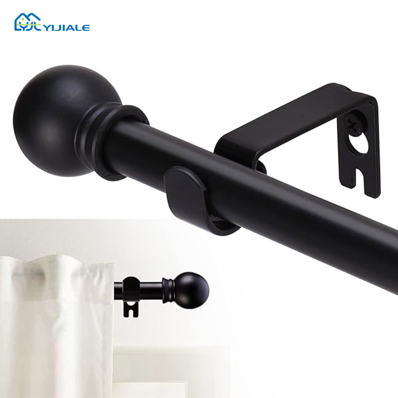 Picture of Curtain Rod Silent Thickened Black Single Rod Roman Rod Adjustable Curtain Track Industrial Style Nordic Curtain Rod