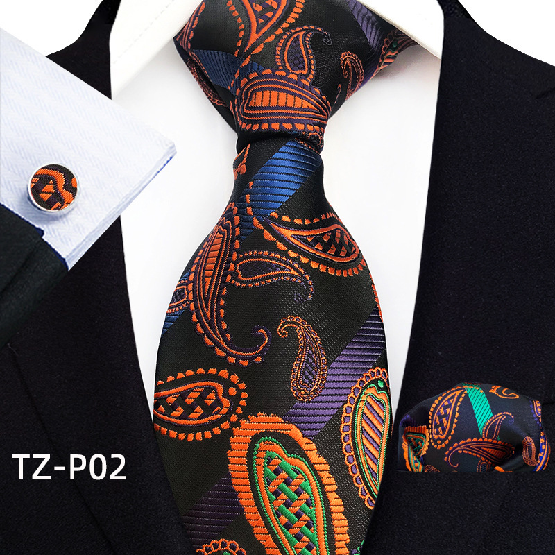 Picture of New tie men's business banquet formal dress wedding pattern green hand tie polyester jacquard fabric wholesale