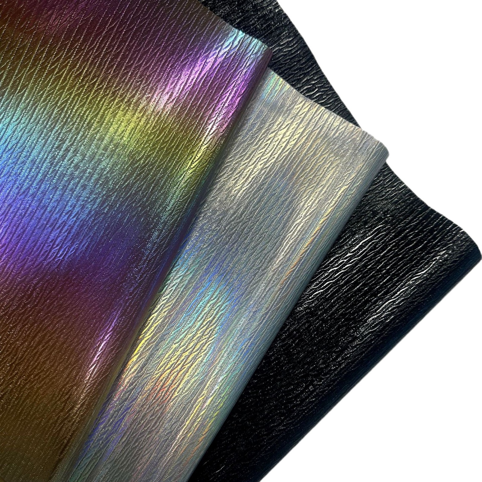 Picture of Colorful Aurora Bark Pattern Metallic Rainbow Wrinkle Leather Imitation Cotton Fleece Base Bag Shoe Material Portable Luxury Fabric