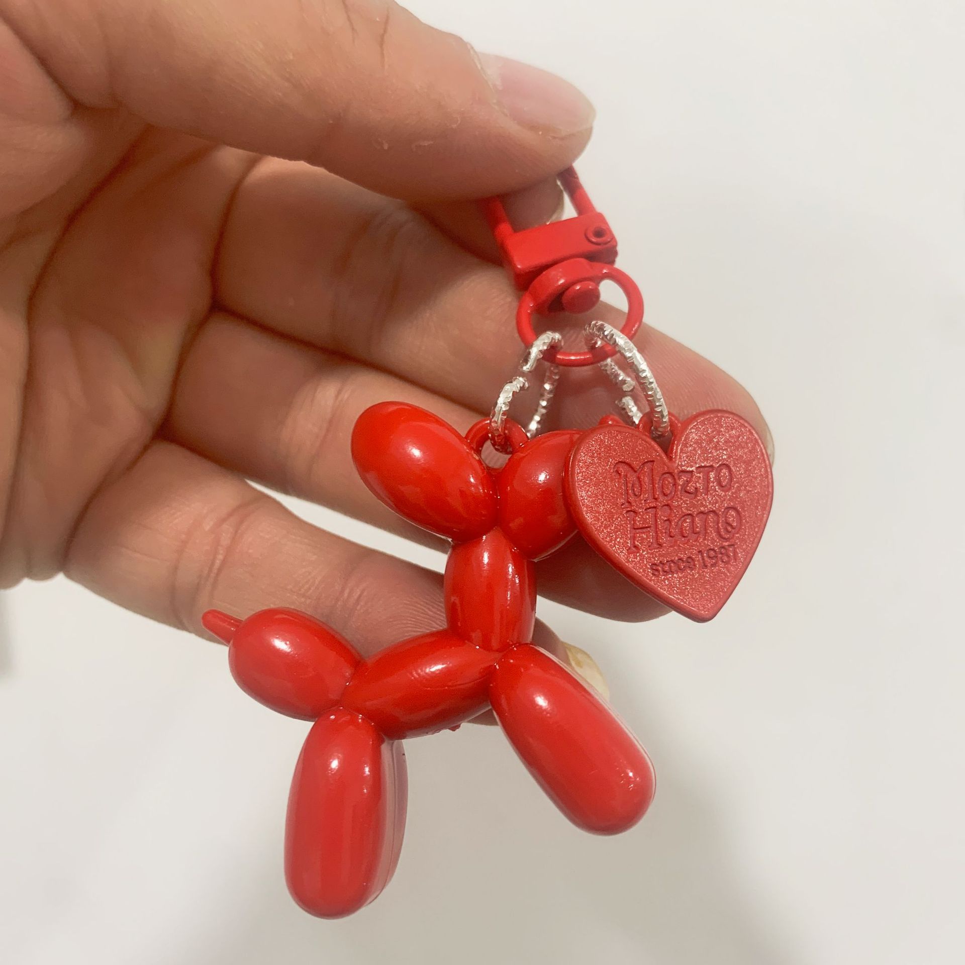 Picture of Dopamine Rose Red with Black Keychain Pendant Female Internet Celebrity High-End Niche Handmade Balloon Dog Bag Pendant Versatile