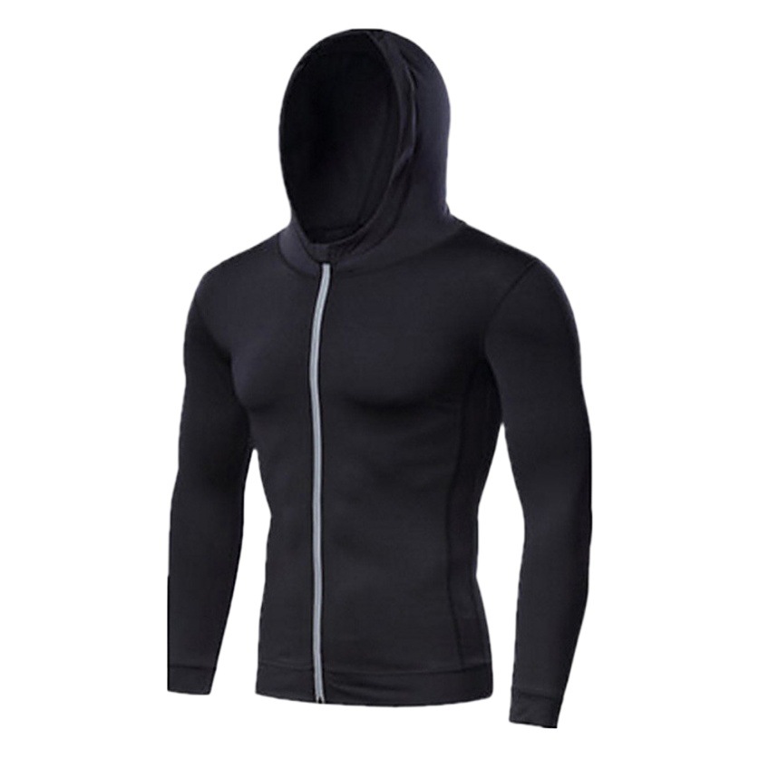 Sports Fitness Jacket Men's Thin High-Elastic Quick-Drying Breathable Hoodie Top Outdoor Training Running Sports Clothes