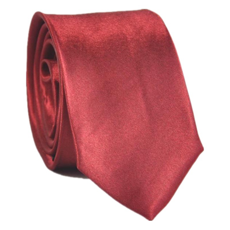 Solid color tie men's casual 5cm Korean style artificial silk narrow tie for workplace wedding business administrative wholesale