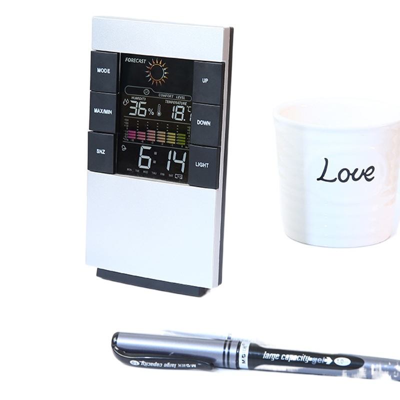 Lcd Color Screen Multi-Function Alarm Clock Abs Weather Week Temperature and Humidity Clock Vertical Simple Office Digital Clock Digital