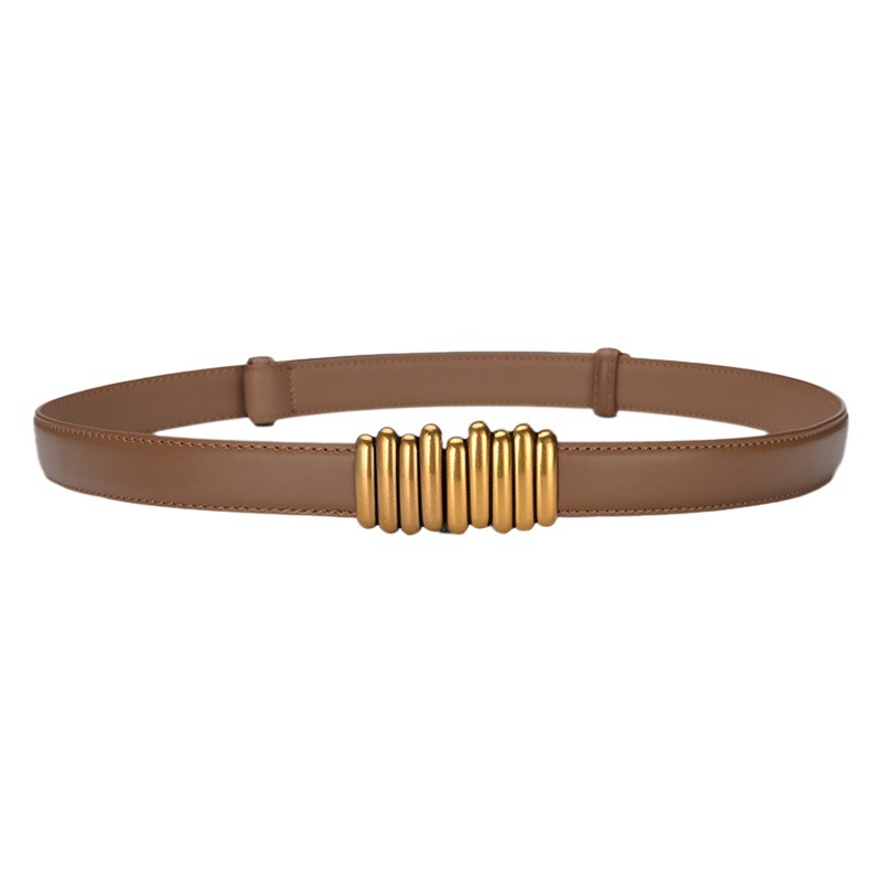 Korean-style Belt Women's Fashionable Adjustable Cowhide Small Waist Seal Women's Genuine Leather Belt Exterior Decoration with Skirt Belt