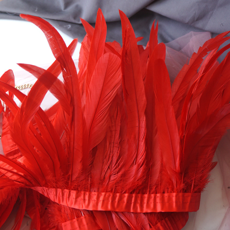 Picture of 2 m/bar cock tail cloth edge feather cloth strip performance clothing skirt cloth belt shawl feather decoration clothing accessories
