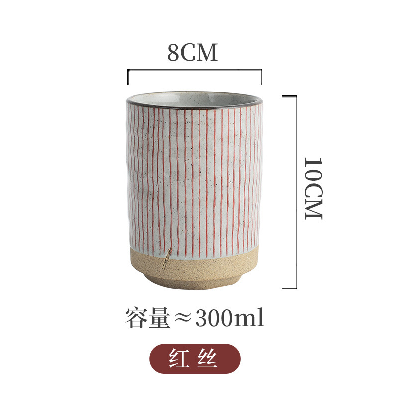 Picture of Japanese Style Creative Ceramic Vintage Tea Cup Sushi Cup Stoneware Straight Body Cup Stoneware Water Cup for Household Restaurant