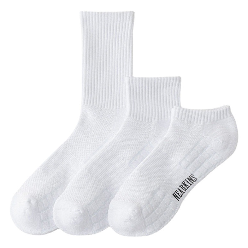 Socks Men's Towel Bottom Spring and Autumn Cotton Thickened Long Tube Light Sports Socks Casual Middle Tube Black and White Zhuji Socks