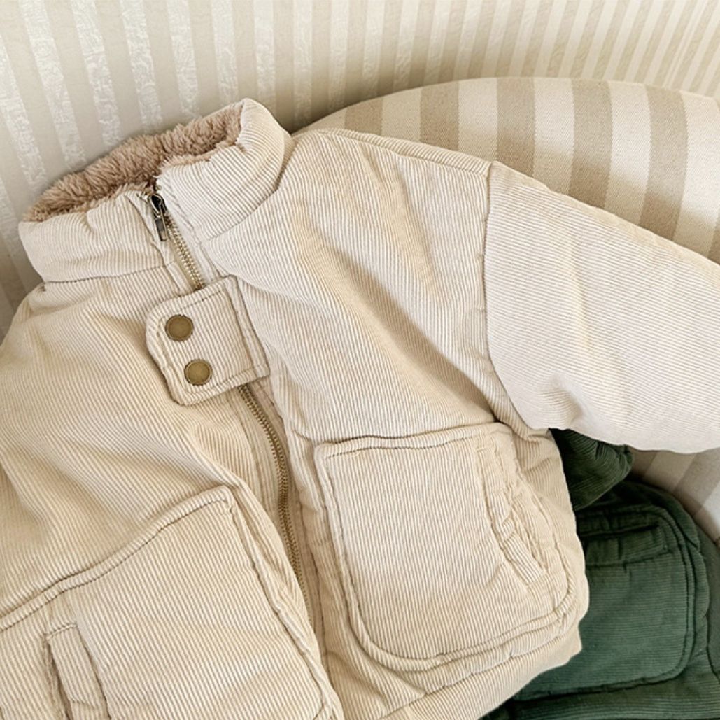 Korean version of winter children's new coat boys and girls fashion corduroy plush padded warm jacket coat