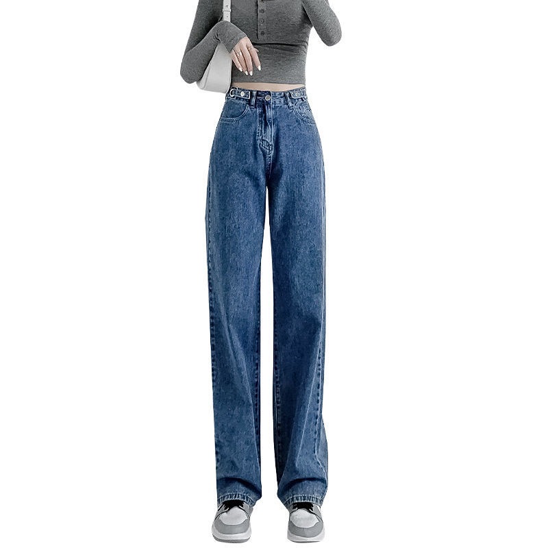Picture of Adjustable High Waist Wide Leg Jeans Women's 2022 New Autumn Retro Straight Loose Slim-fit Pants