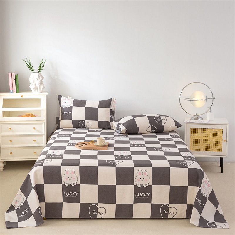 Picture of Cotton Thickened Old Coarse Cloth Bed Sheet Single Piece 100 Cotton Mat Linen Cotton Linen Single Dormitory Three-Piece Set