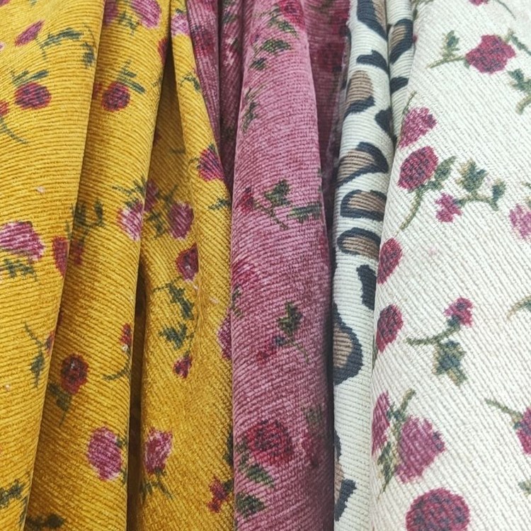 Rose Flower Corduroy Printed Fabric Pastoral Style Fresh Shoulder Bag Fabric Ready Stock 21 Corduroy Printed Fabrics