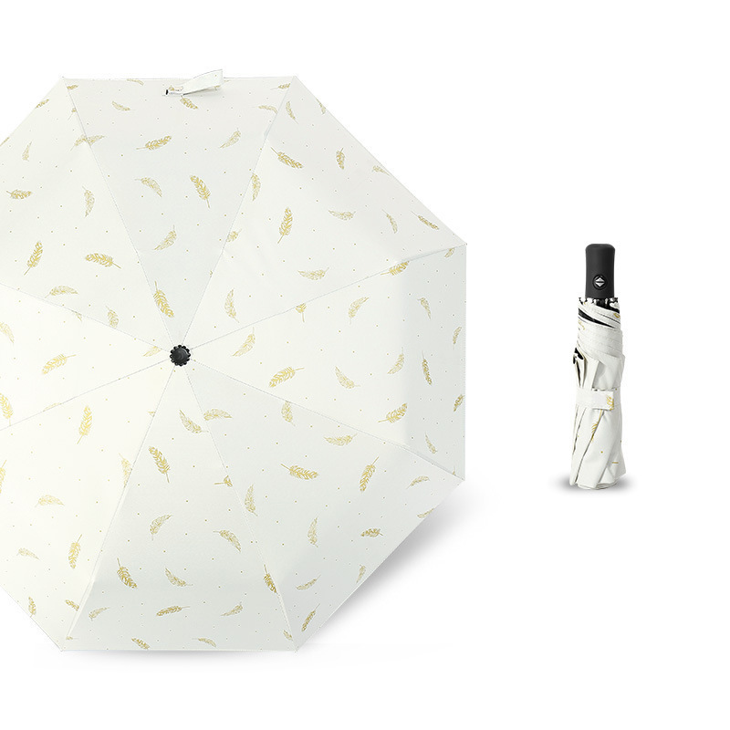 Picture of Full-Automatic Umbrella Women's Sunny and Rainy Dual-Use Simple Black and White Plaid Sunscreen and UV Protection Folding Umbrella for Students