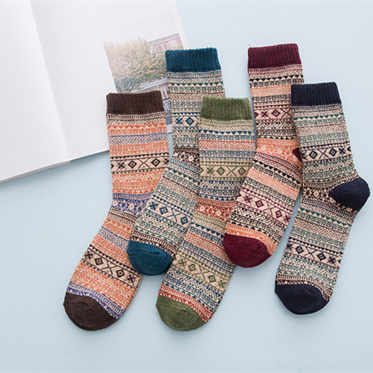 Socks autumn and winter new double retro rabbit wool socks men's national wind warm socks a generation of wool socks socks