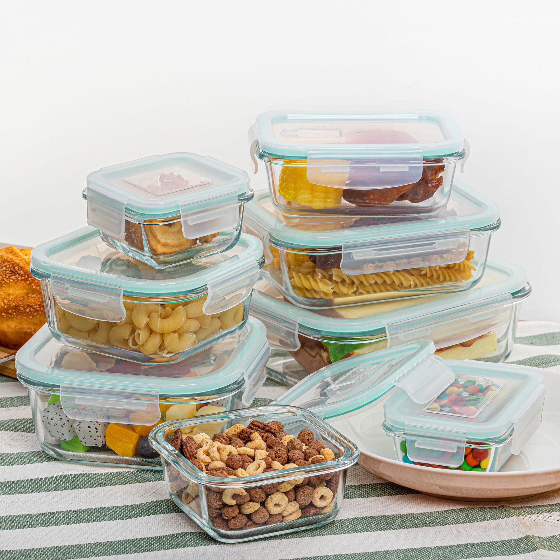 Picture of Honglaitai Glass Lunch Box Microwave Heating Special Bowl with Lid for Office workers with rice Insulation Lunch Box Lunch Box Set