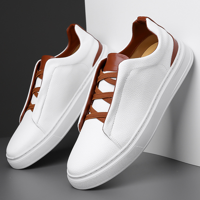 Sports and Comfortable Sneakers Series, Low-Top White Shoes, Waterproof, Non-Slip, Comfortable and Versatile, Lace-Up Men's Shoes, Low-Top Shoes