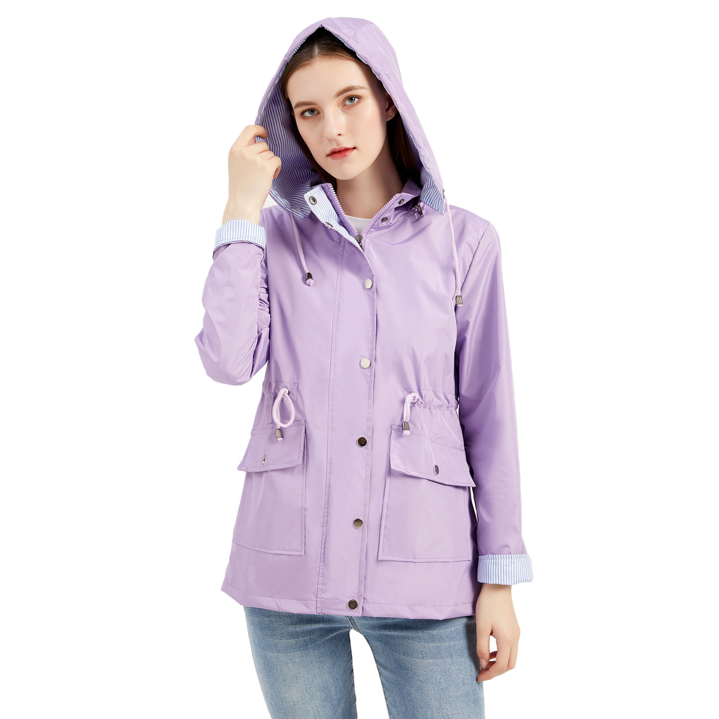 2024 new autumn and winter detachable hat windbreaker women's cross-border women's plus size women's coat Amazon windbreaker