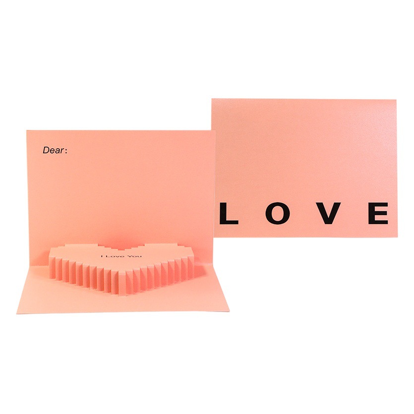 Creative 3d Valentine's Day Thanksgiving greeting card pink love blessing thank you card business gift Foreign Trade gift card