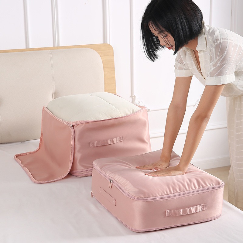 Upgraded Twill Zipper Quilt Storage Bag Moisture-proof Quilt Down Jacket Clothing Large Capacity Moving Packaging Student Pressure