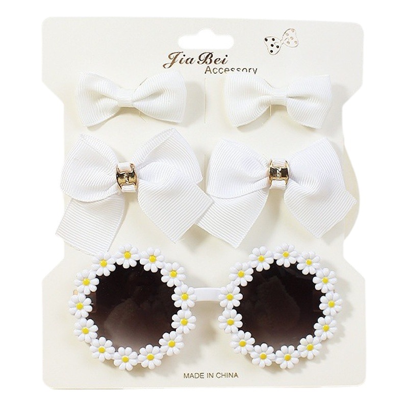 AliExpress girls' glasses suit cartoon bow baby hairpin children's hair accessories all-match Flower hairpin combination