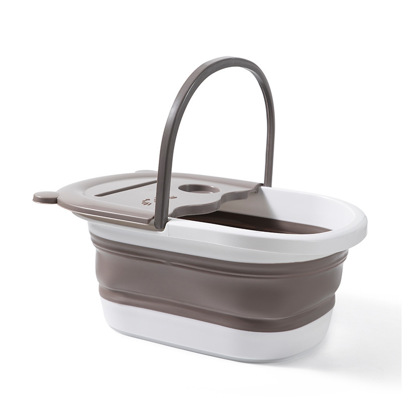 Picture of Foldable Foot Bath Bucket, Foot Bath Basin That Reaches the Calves, Plastic Foot Wash Basin, Foot Care Basin with Lid, Smart and Storable