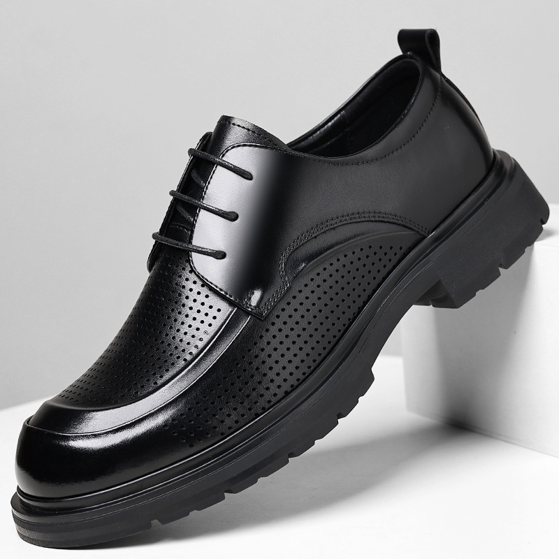 Wenzhou Leather Shoes Summer Hollow Leather Shoes Men's Cross-Border Large Size Low-Top Business Casual Leather Shoes Men's Drop Shipping