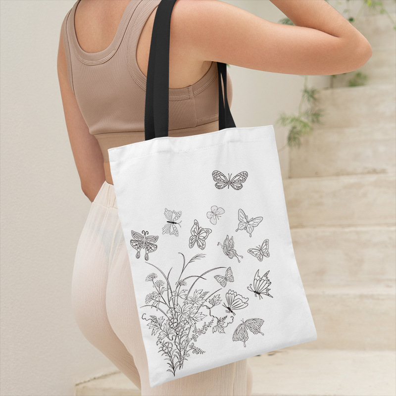Picture of Amazon new diy coloring canvas bag graffiti cartoon hand-painted bag student bag women's shoulder bag canvas bag