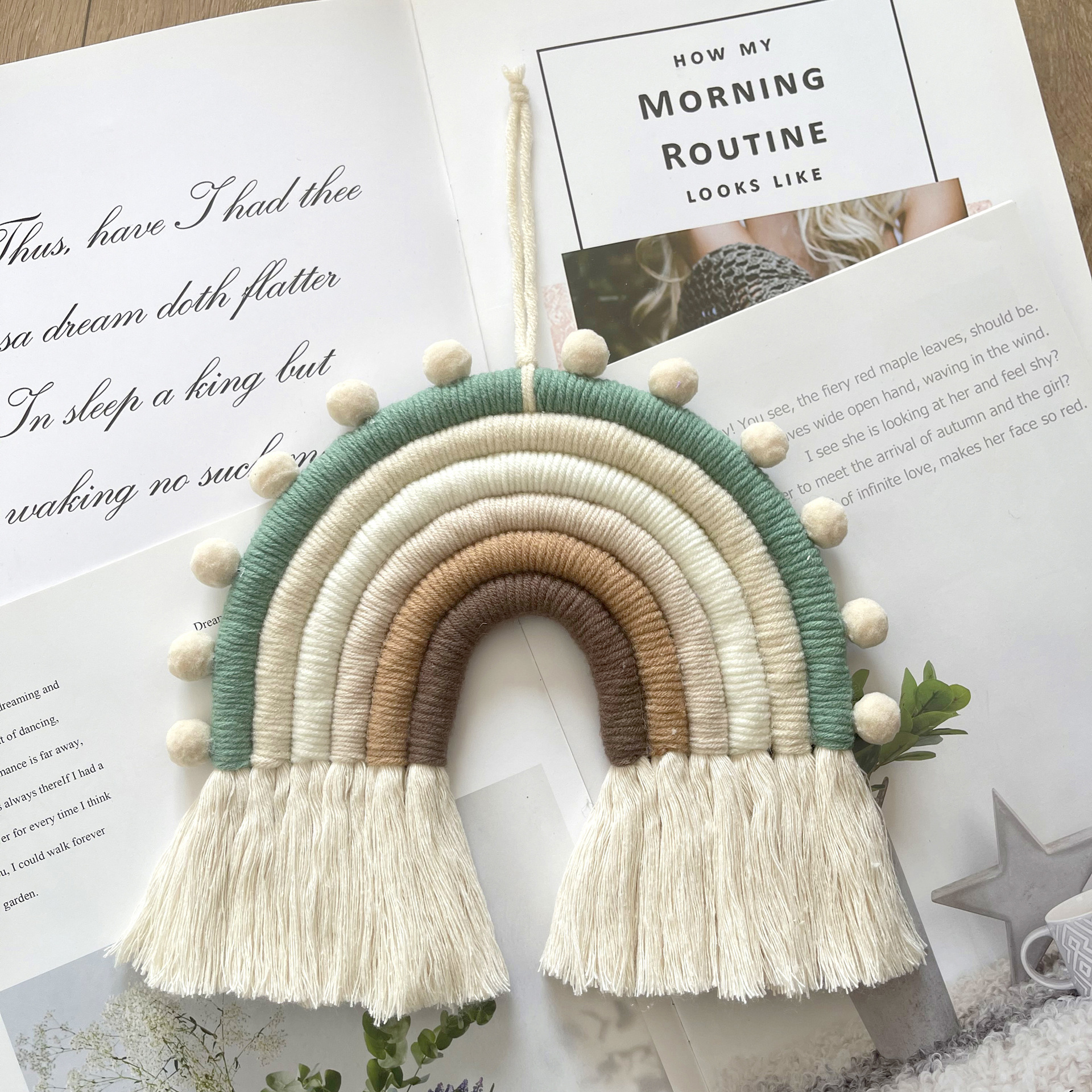 Picture of New Cross-Border Ins Scandinavian Style Home Kidsren's Room Decoration Pendant Hand-Woven Rainbow Pendant Wall Hanging Pendant