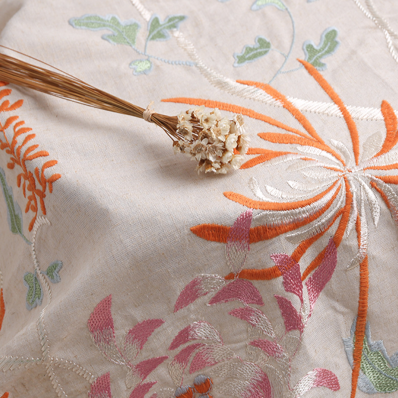 Picture of viscose linen brocade flower embroidery new chinese chrysanthemum cloth