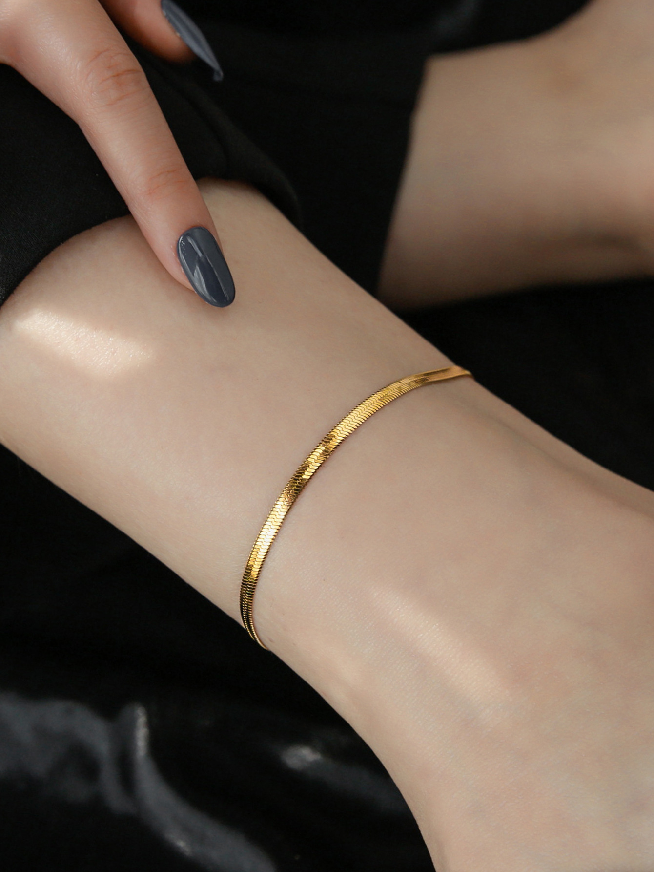 Picture of Stainless steel snake bone chain European and American fashion fashion simple design 18K gold plated titanium steel foot decoration temperament all-match anklet