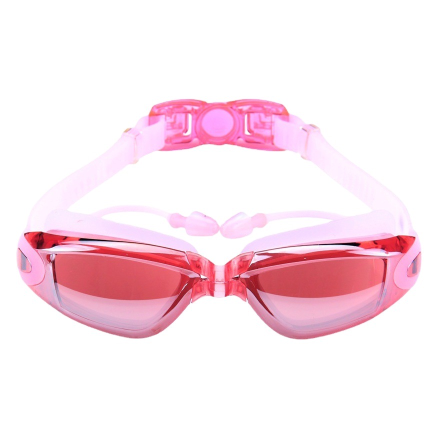 Swimming Goggles Men's High-definition Myopia Waterproof Anti-fog Swimming Glasses Women's Large Frame Electroplated Glasses One-piece Ear Plug Fashion Swimming Goggles