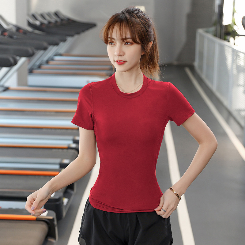 Picture of Spring and Summer New Outdoor Slimming Yoga Tops for Women Long-Sleeved Slim Short Round Neck Quick-Drying Breathable Sports Fitness Clothes