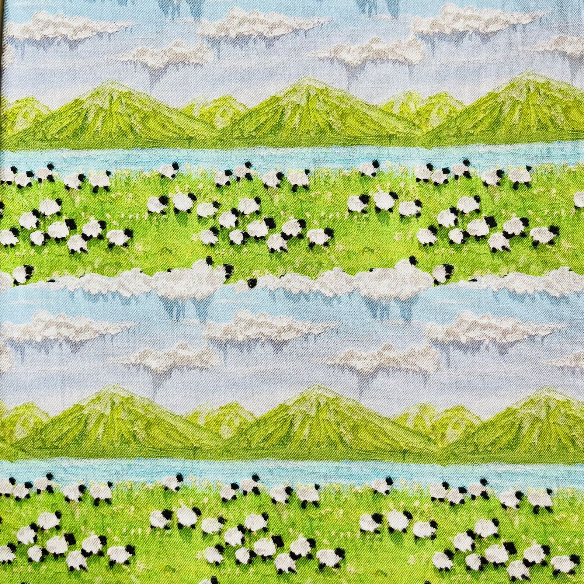 Picture of Oil painting style cotton twill fine sail 1.5 meters wide one meter price bag coat vest handmade DIY fabric