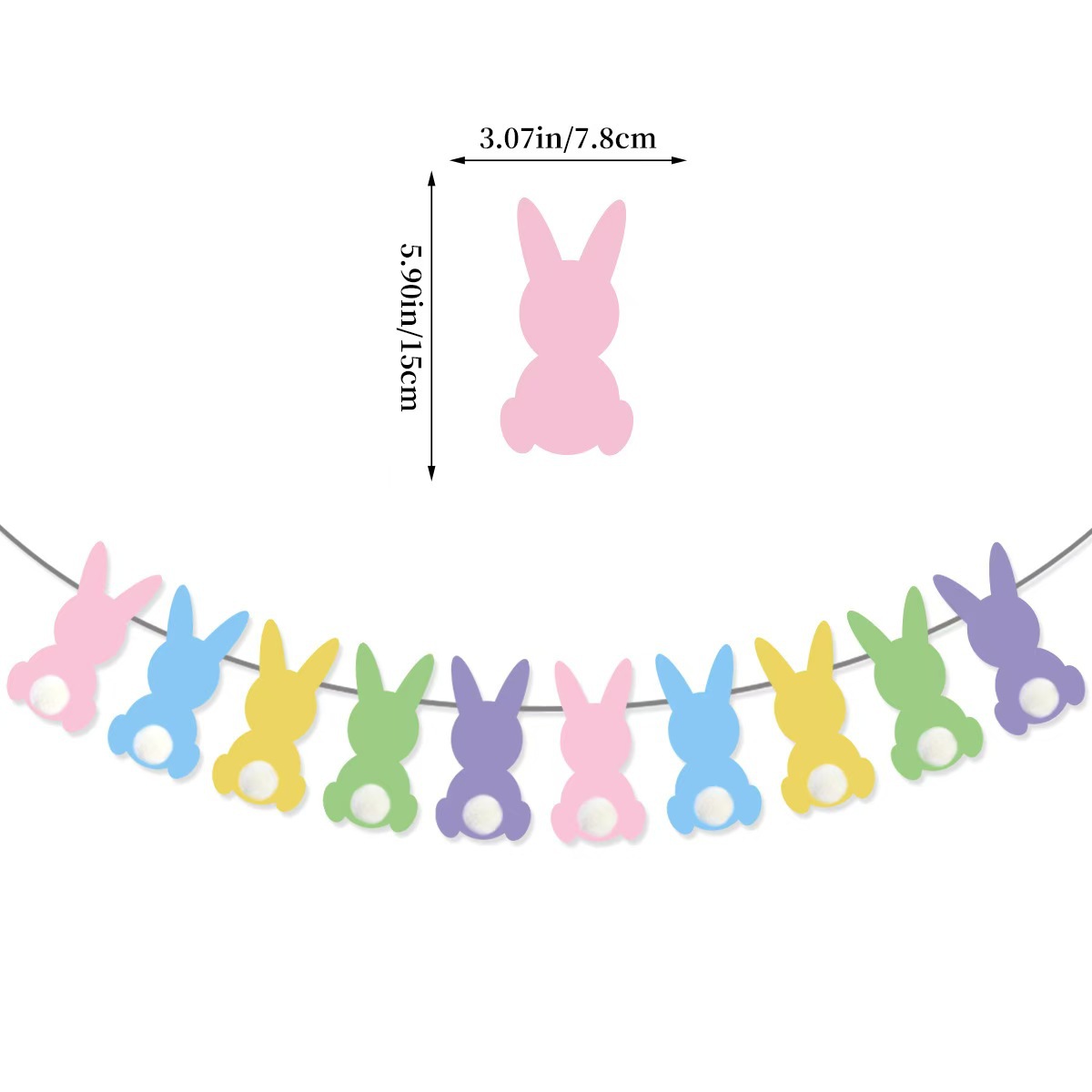 Easter Party Decoration Bunny Banner Felt White Bunny Banner Colorful Bunny Garland
