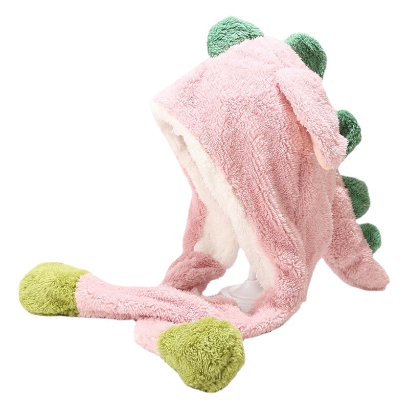 Autumn and winter funny moving dinosaur plush hat cute cartoon warm ear protection Student cold-proof cap