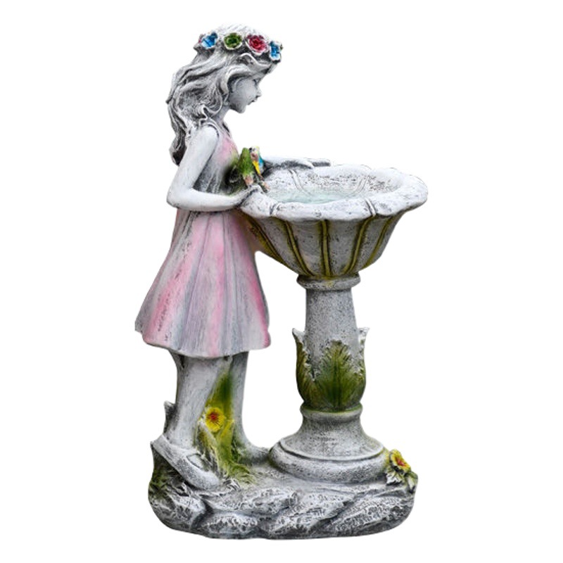 Wholesale cross-border outdoor garden decoration ornaments angel garden figure sculpture flower fairy solar garden resin
